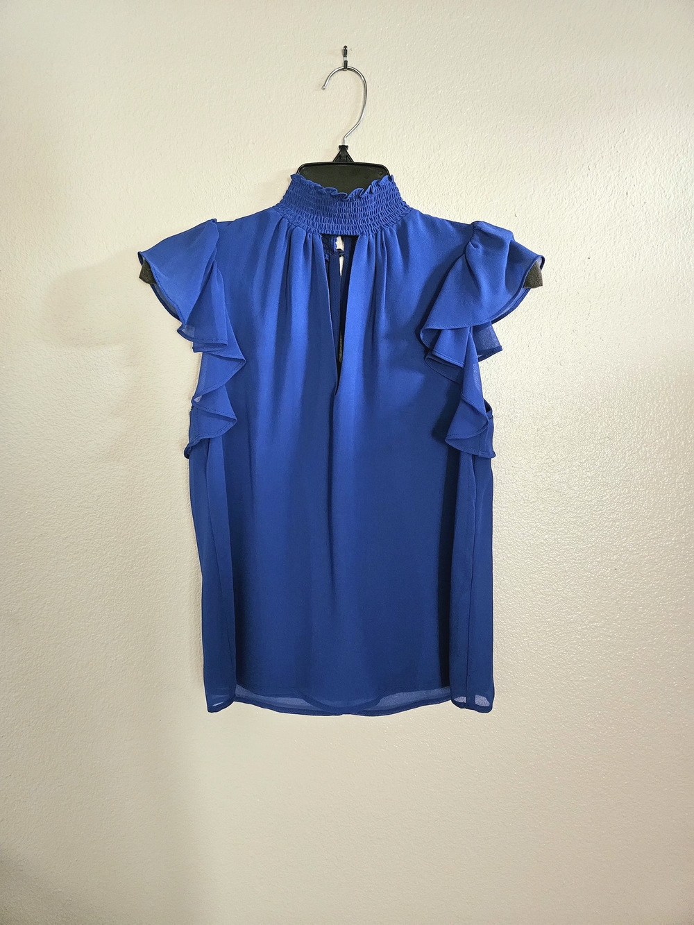 1. State Royal Blue Smocked Mock Neck Ruffle Sleeve Top